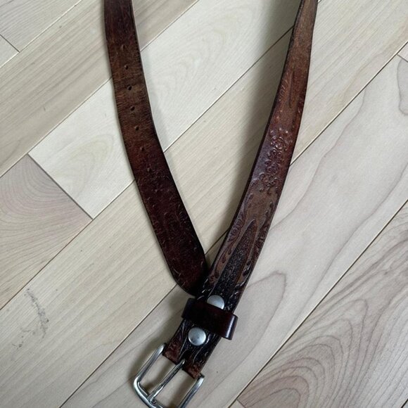 Artecbelts Solid Leather Western Belt – Tooled Brown Country Style - Picture 5 of 8